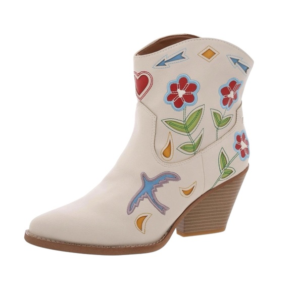 Zodiac Roslyn Flowers Birch Multicolor Embroidered Ankle Boots 11 - Picture 1 of 10